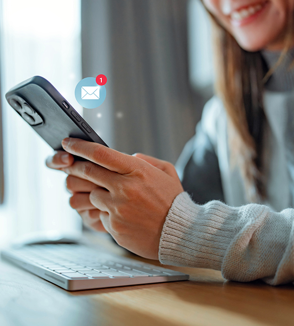 Woman sending text